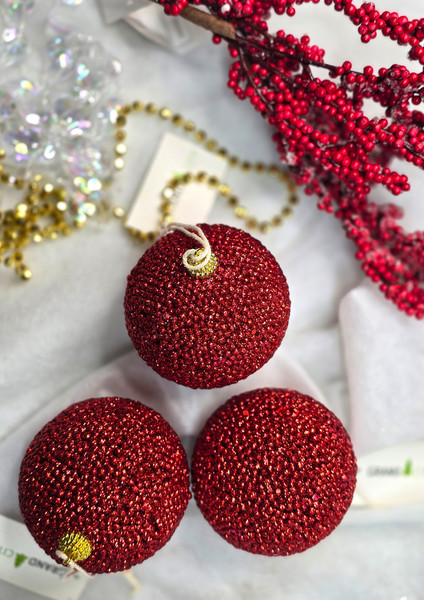 Изображение товара Набор шаров новогодних GrandSiti 3-39172-5 (3шт, красный)