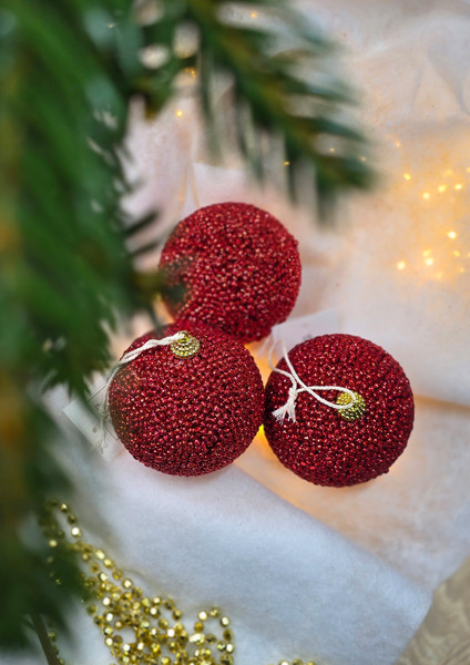 Изображение товара Набор шаров новогодних GrandSiti 3-39172-5 (3шт, красный)