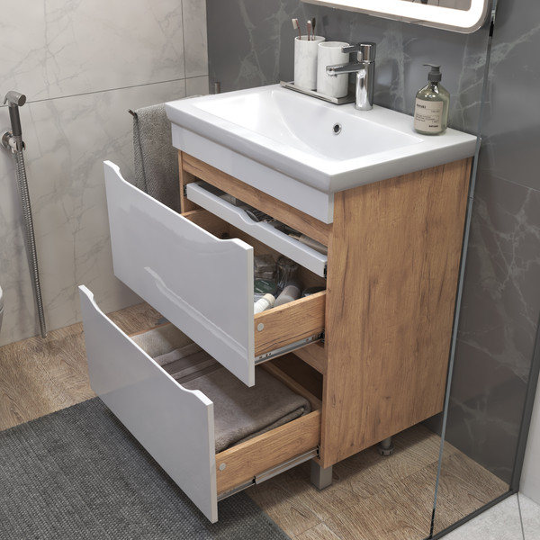 Изображение товара Тумба под умывальник Vigo Grani 700-0-2 / 202 (напольная, дуб золотой)