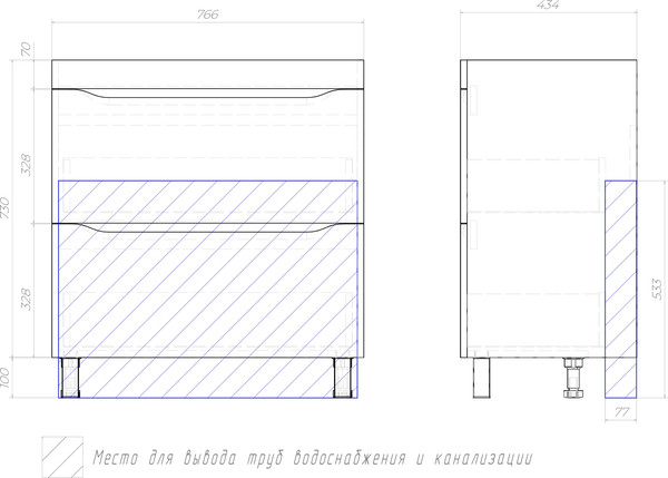 Изображение товара Тумба под умывальник Vigo Grani 800-0-2 / 203 (напольная)