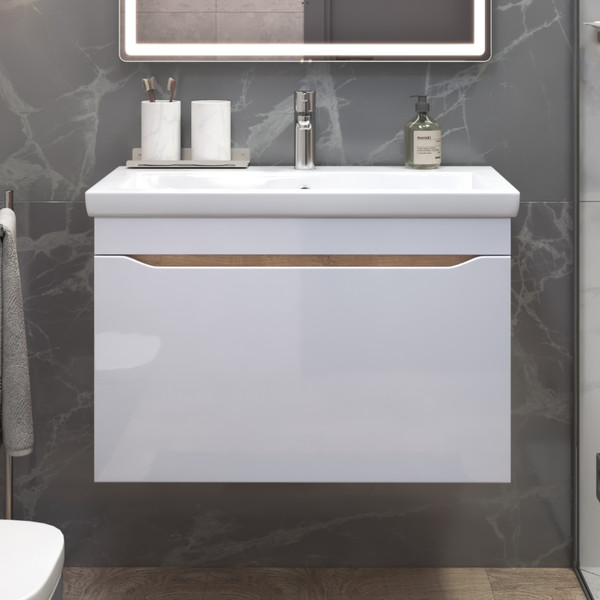 Изображение товара Тумба под умывальник Vigo Grani 800-0-1 / 166 (навесная, дуб золотой)