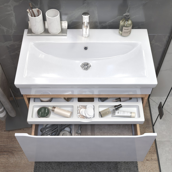 Изображение товара Тумба под умывальник Vigo Grani 800-0-1 / 166 (навесная, дуб золотой)