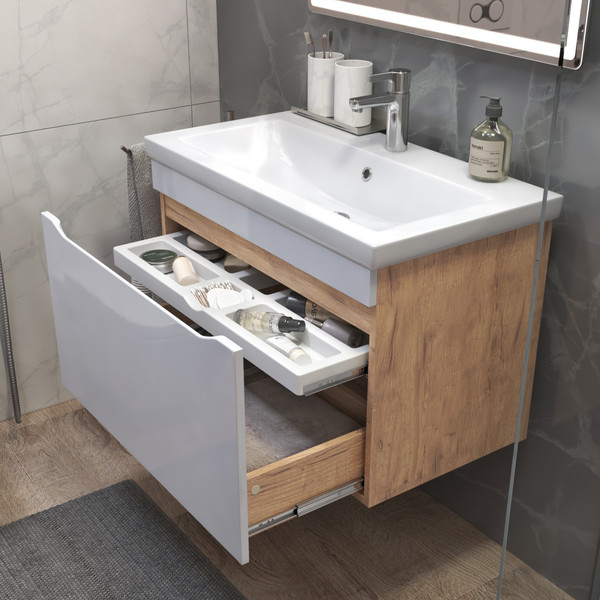 Изображение товара Тумба под умывальник Vigo Grani 800-0-1 / 166 (навесная, дуб золотой)