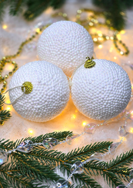 Изображение товара Набор шаров новогодних GrandSiti 3-39172-4 (3шт, белый)