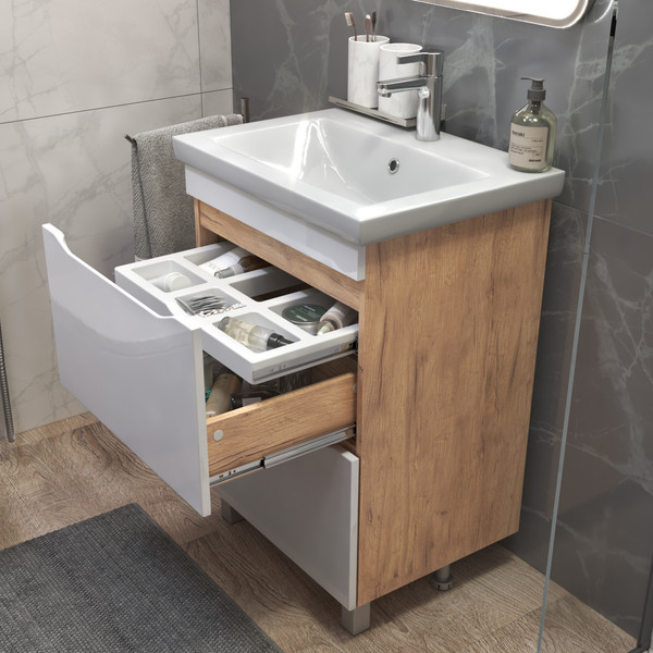 Изображение товара Тумба под умывальник Vigo Grani 600-0-2 / 201 (дуб золотой)