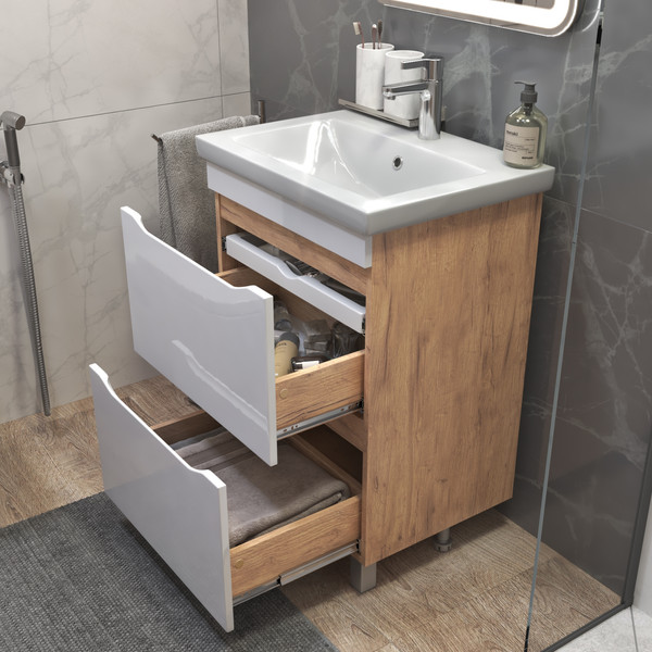 Изображение товара Тумба под умывальник Vigo Grani 600-0-2 / 201 (дуб золотой)