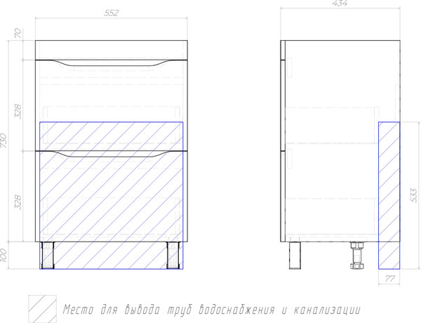Изображение товара Тумба под умывальник Vigo Grani 600-0-2 / 201 (дуб золотой)
