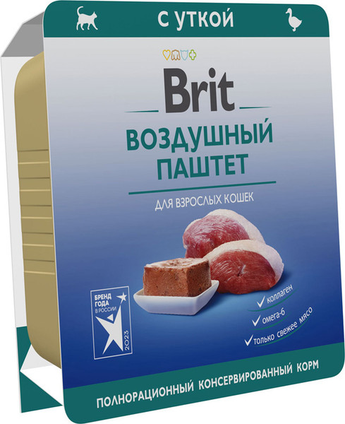 Изображение товара Влажный корм для кошек Brit Premium воздушный паштет с уткой / 5060955 (100г)
