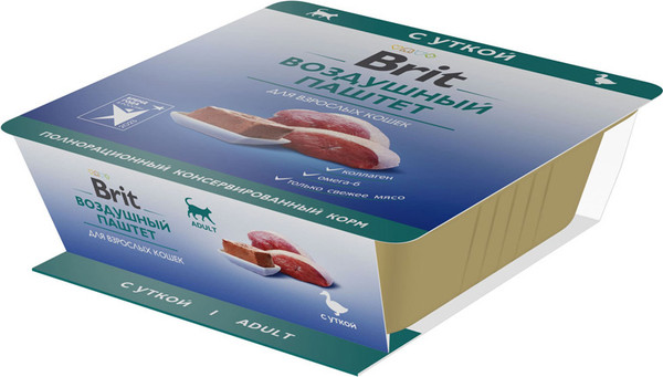 Изображение товара Влажный корм для кошек Brit Premium воздушный паштет с уткой / 5060955 (100г)