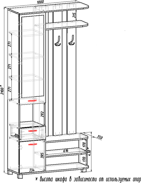 Изображение товара Секция в прихожую Мебель-Класс Беркли правый (бетон)