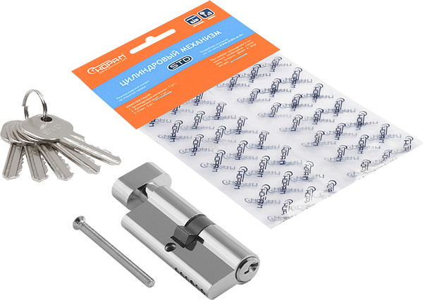 Изображение товара Цилиндровый механизм замка Нора-М STD AL ЛВ-70 35-35 / 15414 (хром)