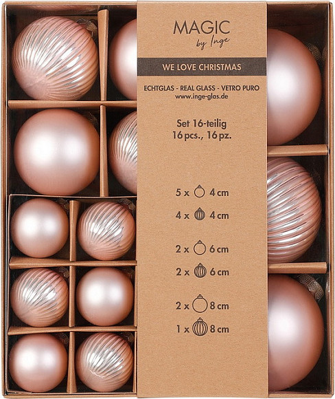 Изображение товара Набор шаров новогодних Inge's Christmas One-Two-Tree! / 12264P418 (16шт, магнолия)