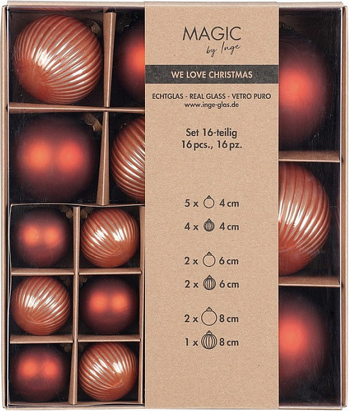 Изображение товара Набор шаров новогодних Inge's Christmas One-Two-Tree! / 16408P418 (16шт, терракотовый)