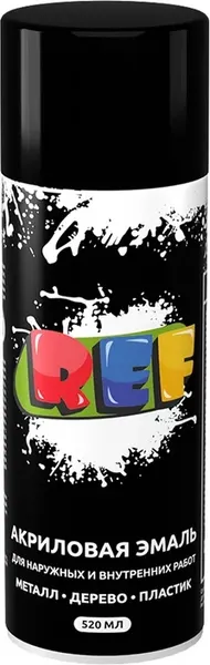 Изображение товара Эмаль REF Акриловая универсальная REF-0039 (520мл, черный)