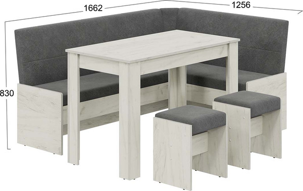 Изображение товара Обеденная группа ТриЯ Пекин (дуб крафт белый/микровелюр Duna Steel)