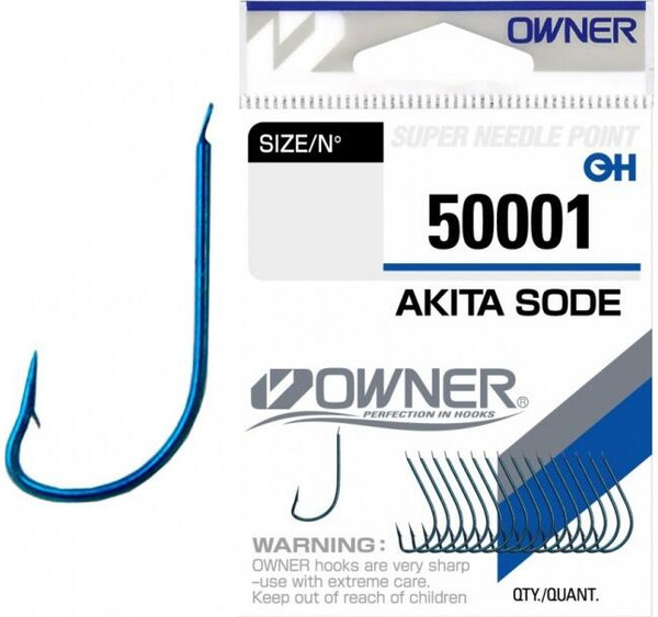 Изображение товара Набор крючков рыболовных Owner Akita Sode blue №8 / 50001-08 (16шт)