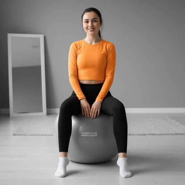 Изображение товара Фитбол гладкий Sundays Fitness IR97402-65 (серебристый) + Насос ручной Sundays Fitness IR97410