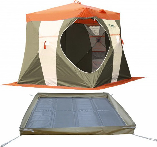 Изображение товара Палатка Митек Нельма Куб-1 с полом без лунок (оранжевый бежевый/хаки)