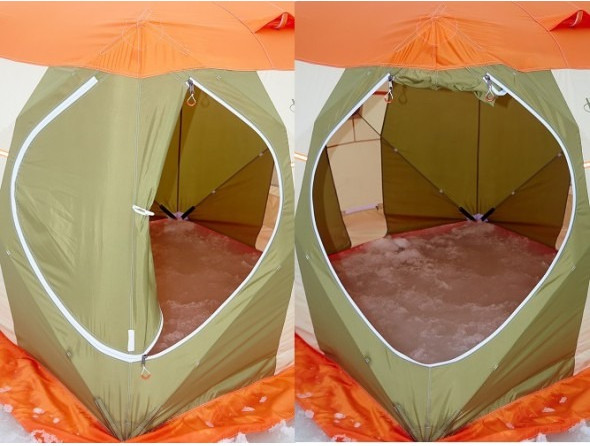 Изображение товара Палатка Митек Нельма Куб-1 с полом без лунок (оранжевый бежевый/хаки)