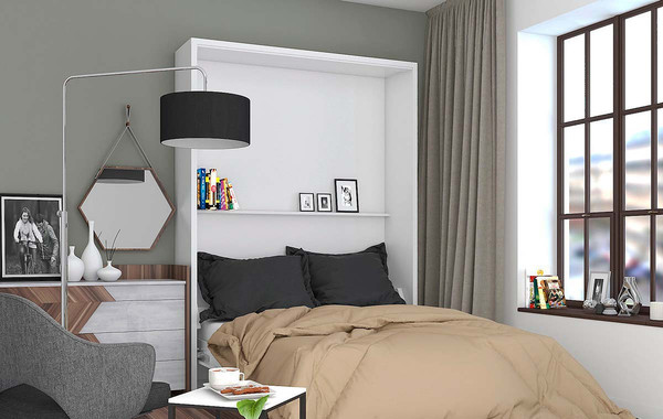 Изображение товара Шкаф-кровать трансформер Макс Стайл Kart 36мм 160x200 (белый классический W960 ST7)