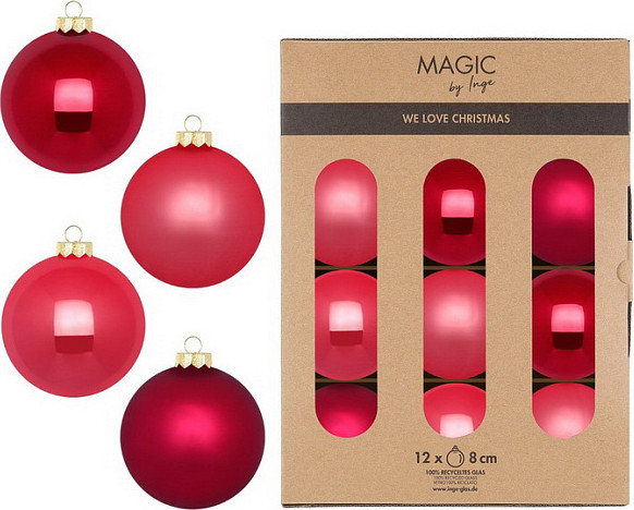 Изображение товара Набор шаров новогодних Inge's Christmas Fairy Tales / 16411P812 (12шт, розовый)