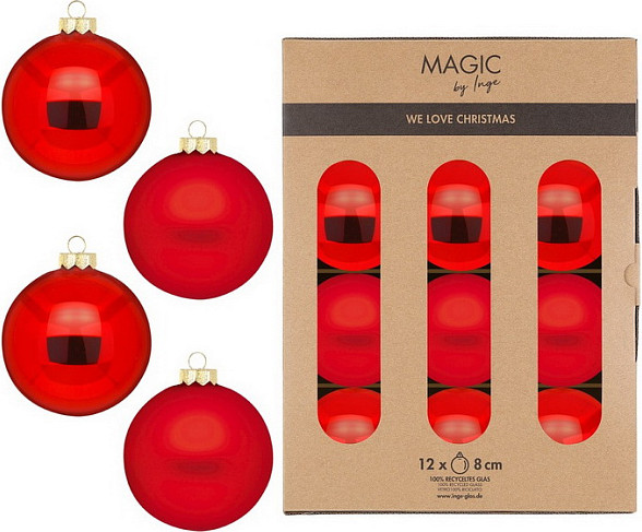 Изображение товара Набор шаров новогодних Inge's Christmas Ruby Nights / 12002P812 (12шт, красный)