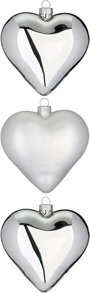 Изображение товара Набор елочных игрушек Inge's Christmas White Christmas. Сердца / 12000P028 (3шт, серебристый)