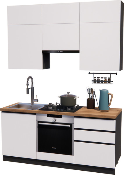 Изображение товара Кухонный гарнитур ВерсоМебель Эко Премиум 1.8 (белый фасадный/ст. дуб вотан)