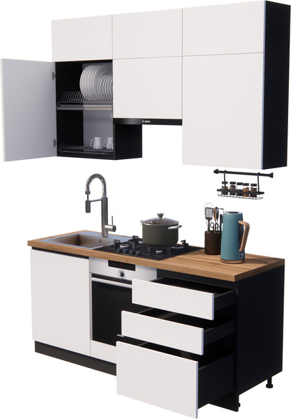 Изображение товара Кухонный гарнитур ВерсоМебель Эко Премиум 1.8 (белый фасадный/ст. дуб вотан)