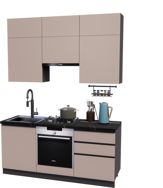 Изображение товара Кухонный гарнитур ВерсоМебель Эко Премиум 1.8 (глиняный серый/ст. тунис)