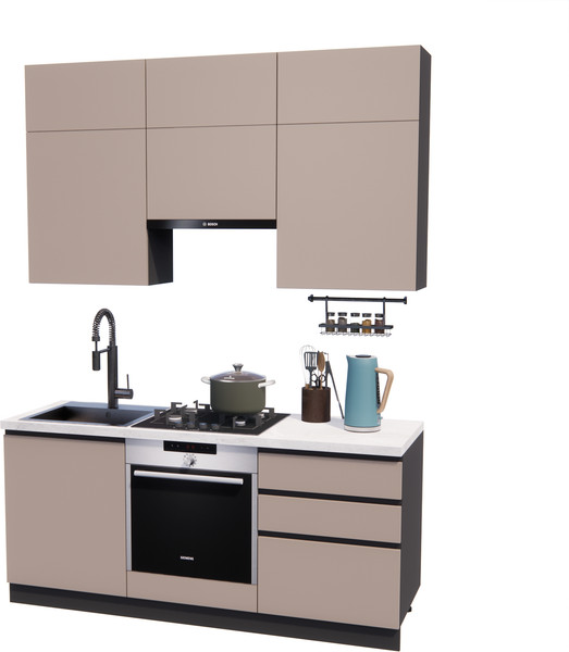 Изображение товара Кухонный гарнитур ВерсоМебель Эко Премиум 1.8 (глиняный серый/ст. мрамор лацио)