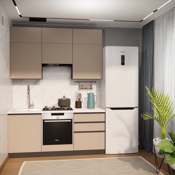 Изображение товара Кухонный гарнитур ВерсоМебель Эко Премиум 1.8 (глиняный серый/ст. мрамор лацио)