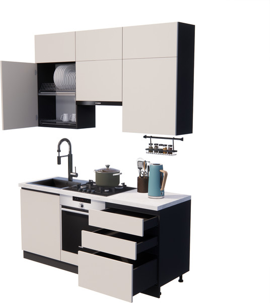 Изображение товара Кухонный гарнитур ВерсоМебель Эко Премиум 1.8 (кашемир/ст. мрамор лацио)