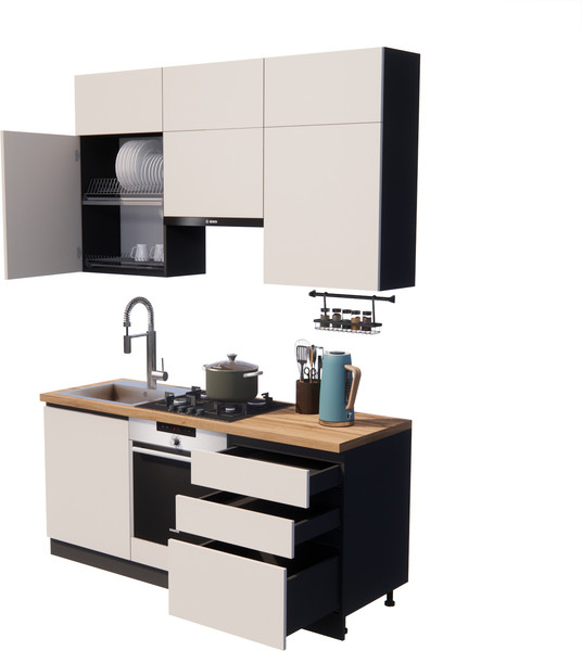 Изображение товара Кухонный гарнитур ВерсоМебель Эко Премиум 1.8 (кашемир/ст. дуб вотан)