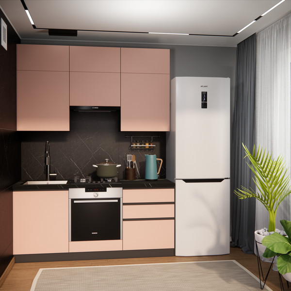 Изображение товара Кухонный гарнитур ВерсоМебель Эко Премиум 1.8 (пудровый/ст. тунис)