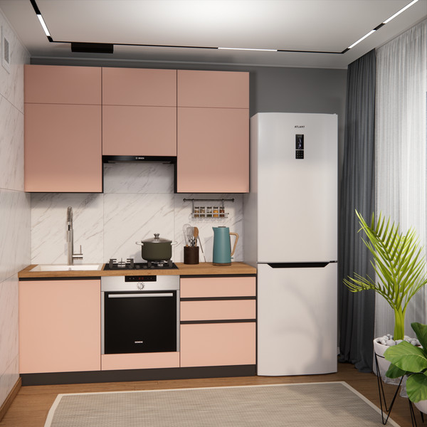 Изображение товара Кухонный гарнитур ВерсоМебель Эко Премиум 1.8 (пудровый/ст. дуб вотан)