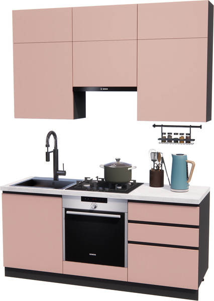 Изображение товара Кухонный гарнитур ВерсоМебель Эко Премиум 1.8 (пудровый/ст. мрамор лацио)