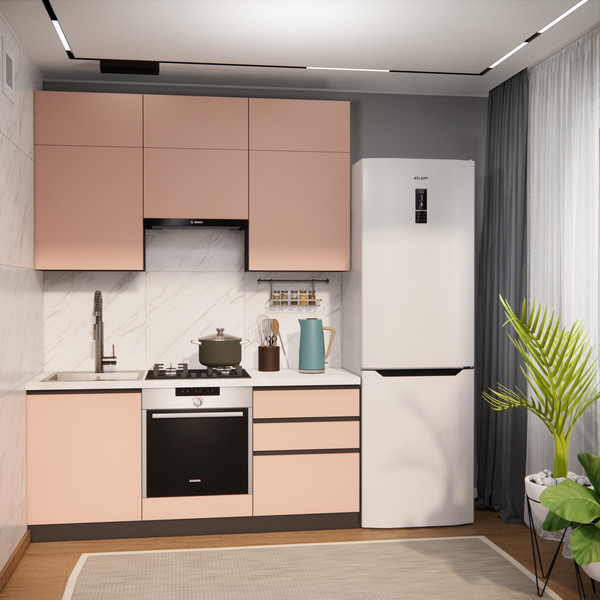 Изображение товара Кухонный гарнитур ВерсоМебель Эко Премиум 1.8 (пудровый/ст. мрамор лацио)