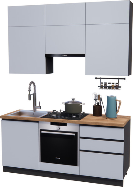 Изображение товара Кухонный гарнитур ВерсоМебель Эко Премиум 1.8 (сумеречный голубой/ст. дуб вотан)