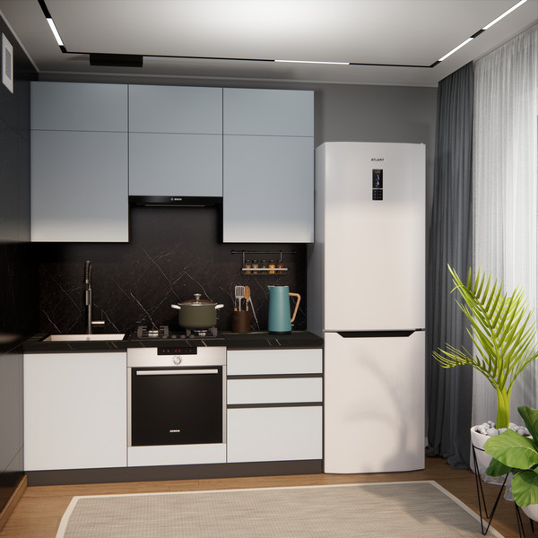 Изображение товара Кухонный гарнитур ВерсоМебель Эко Премиум 1.8 (сумеречный голубой/ст. тунис)