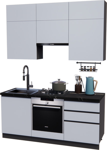 Изображение товара Кухонный гарнитур ВерсоМебель Эко Премиум 1.8 (сумеречный голубой/ст. тунис)