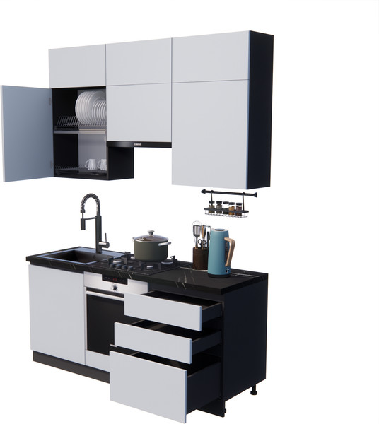 Изображение товара Кухонный гарнитур ВерсоМебель Эко Премиум 1.8 (сумеречный голубой/ст. тунис)