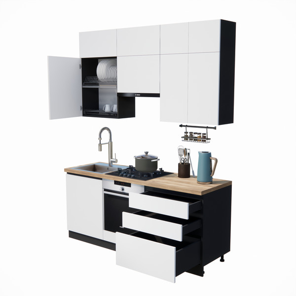 Изображение товара Кухонный гарнитур ВерсоМебель Эко Премиум 1.9 (белый фасадный/ст. дуб вотан)