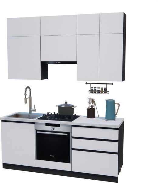 Изображение товара Кухонный гарнитур ВерсоМебель Эко Премиум 1.9 (белый фасадный/ст. мрамор лацио)