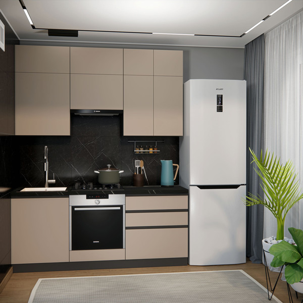 Изображение товара Кухонный гарнитур ВерсоМебель Эко Премиум 1.9 (глиняный серый/ст. тунис)