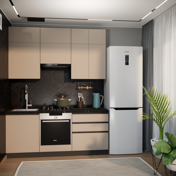 Изображение товара Кухонный гарнитур ВерсоМебель Эко Премиум 1.9 (глиняный серый/ст. тунис)