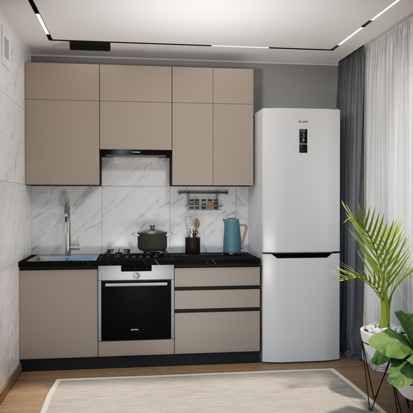 Изображение товара Кухонный гарнитур ВерсоМебель Эко Премиум 1.9 (глиняный серый/ст. тунис)