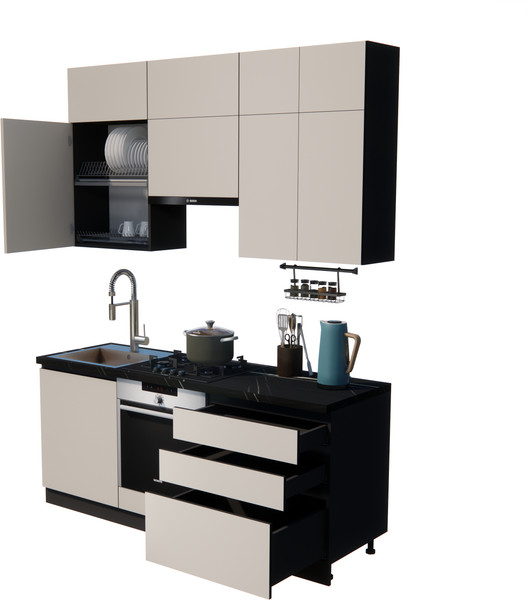 Изображение товара Кухонный гарнитур ВерсоМебель Эко Премиум 1.9 (кашемир/ст. тунис)