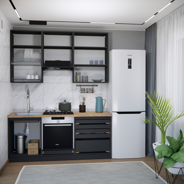 Изображение товара Кухонный гарнитур ВерсоМебель Эко Премиум 1.9 (кашемир/ст. дуб вотан)