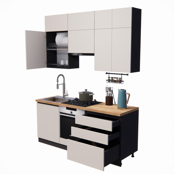 Изображение товара Кухонный гарнитур ВерсоМебель Эко Премиум 1.9 (кашемир/ст. дуб вотан)